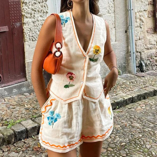 🌸 Vintage Floral Embroidered 2-Piece Summer Set FitiqueFit