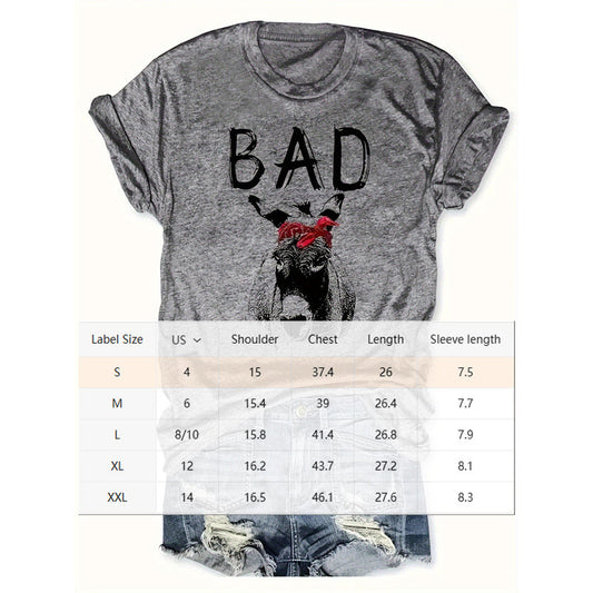 Women's Animal Letter Print Casual Short Sleeve T-Shirt CJ