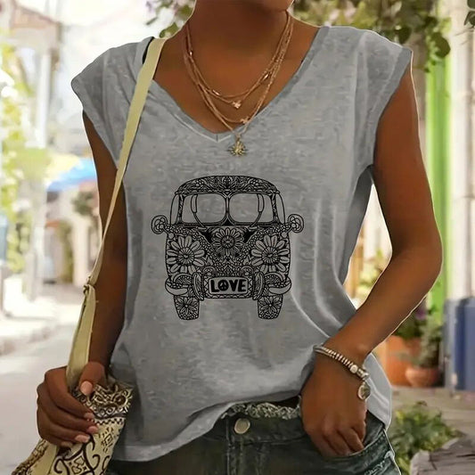 Women's V-Neck Short Sleeve T-Shirt CJ US