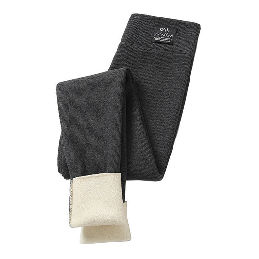 Leggings Women's Outer Wear High Waist Tight Season Lambswool Fleece Lined Padded Warm Keeping Pants