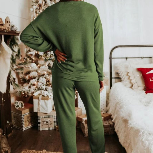 Women's Christmas Sequins Long Sleeve Pants Two-piece Set Fashion Casual Set CJ