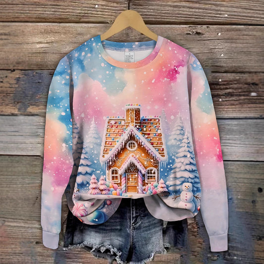 Christmas Christmas Building Snowman Snowflake Graphic Sweater CJ