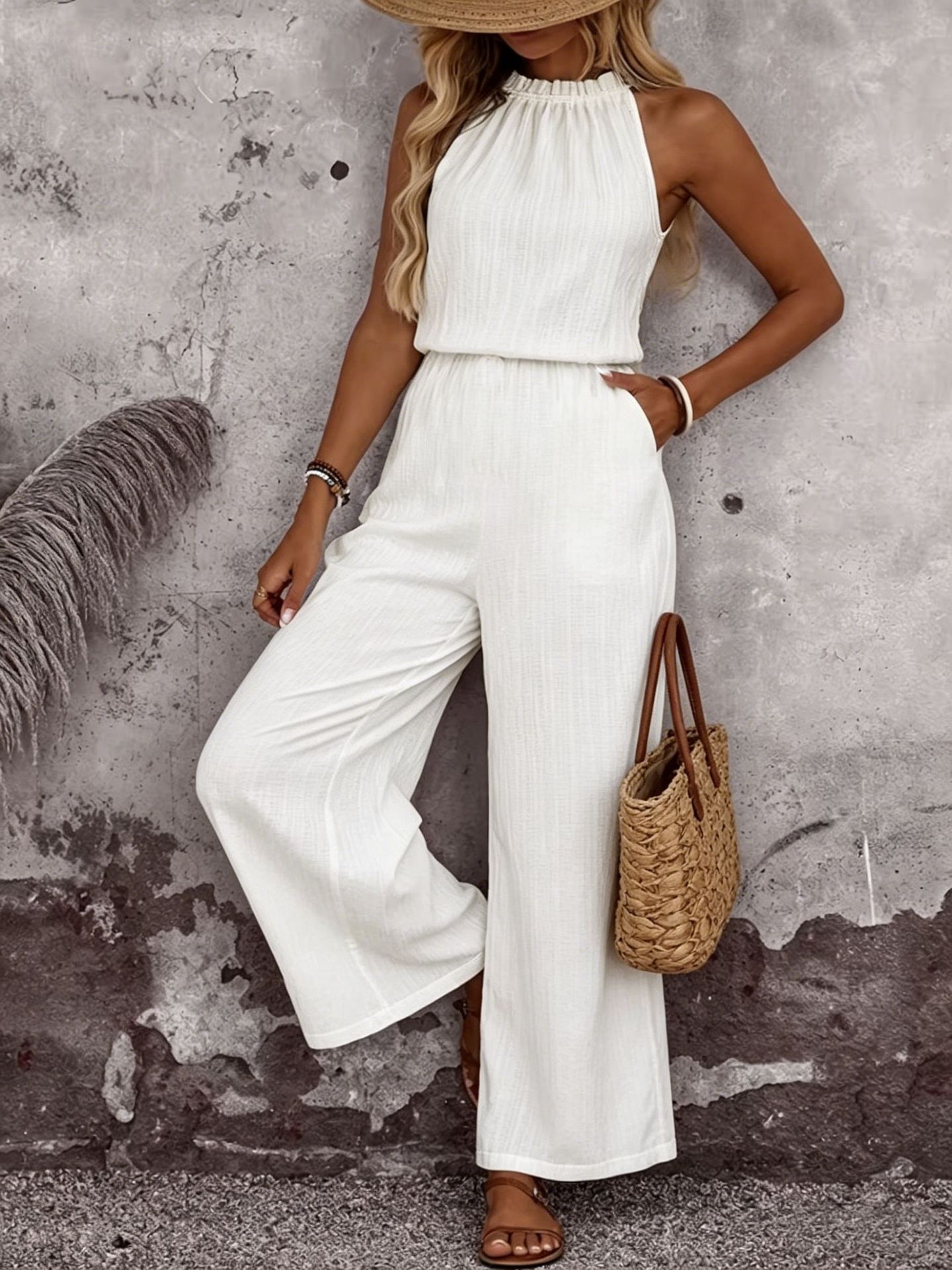 Womens Draped-Neck Vest And Casual Pants Set