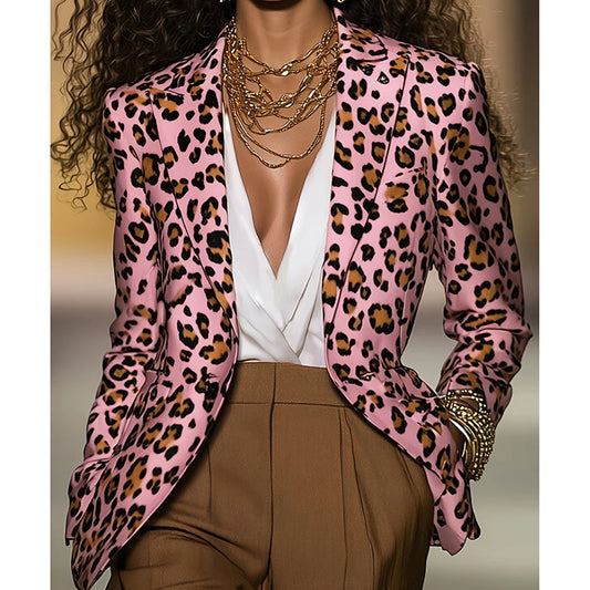 Women's Pink Leopard Blazer CJ US