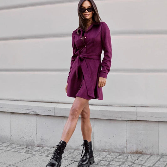Womens Loose Plus-Size Lace-Up Dress