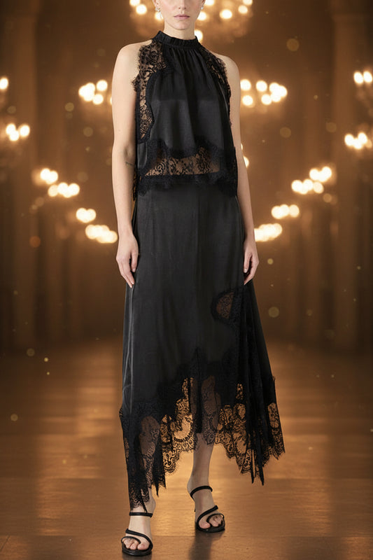 V-Neck Waist Trimming Ruffles Elegant Dress