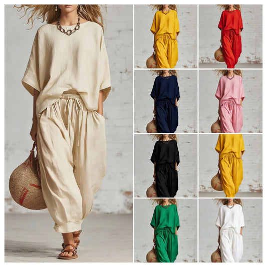 Women's Solid Color Loose Casual Set