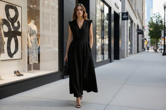 Casual Fashionable Elegant V-Neck Dress With Pockets