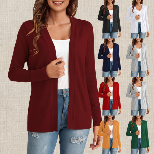 Womens Simple All-Match Knitted Cardigan Coat