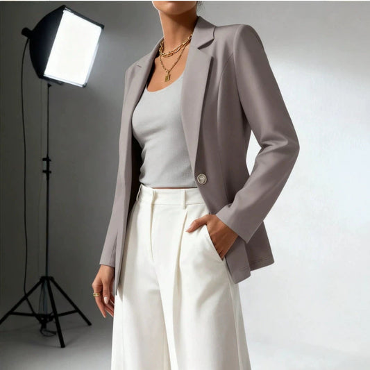 Casual Fashion New Arrival Lapel Collar Long Waist-Cinched Long-Sleeve Blazer