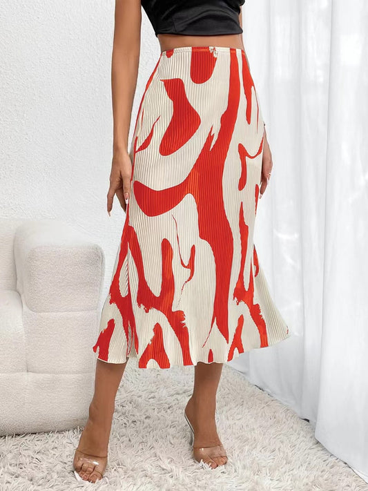 Women’s Tropical Print Pleated Skirt
