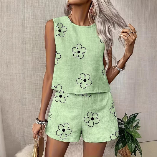 Womens Tank Top And Shorts Two-piece Set