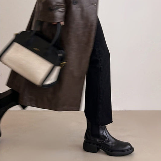 Womens British-style Dr Ankle Boots With Chunky Heels