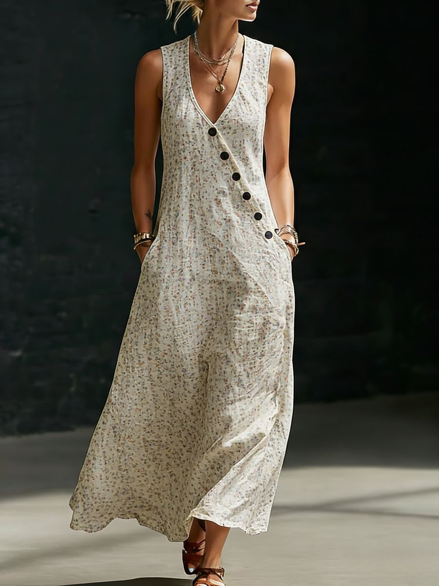 Loose-fitting V-neck Cross-over Shirt And Wide-leg Pants