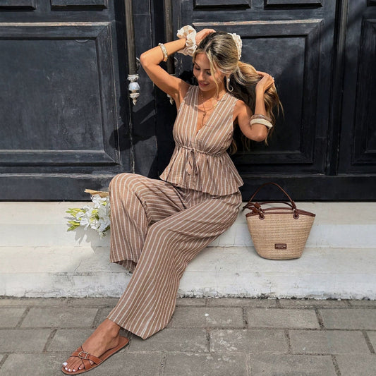 Sleeveless Top And Wide-leg Pants Two-piece Set
