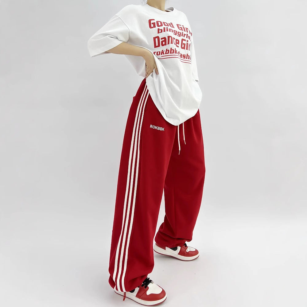 American-style Athletic Wide-leg Sweatpants For Women 