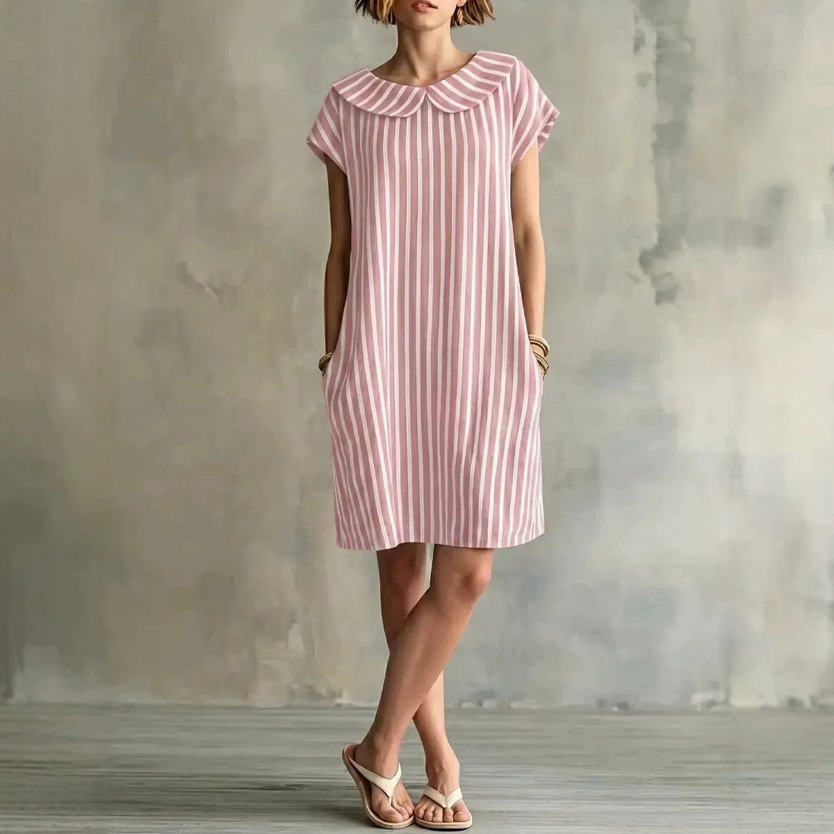 Elegant And Fashionable Printed Striped Dress For Women 