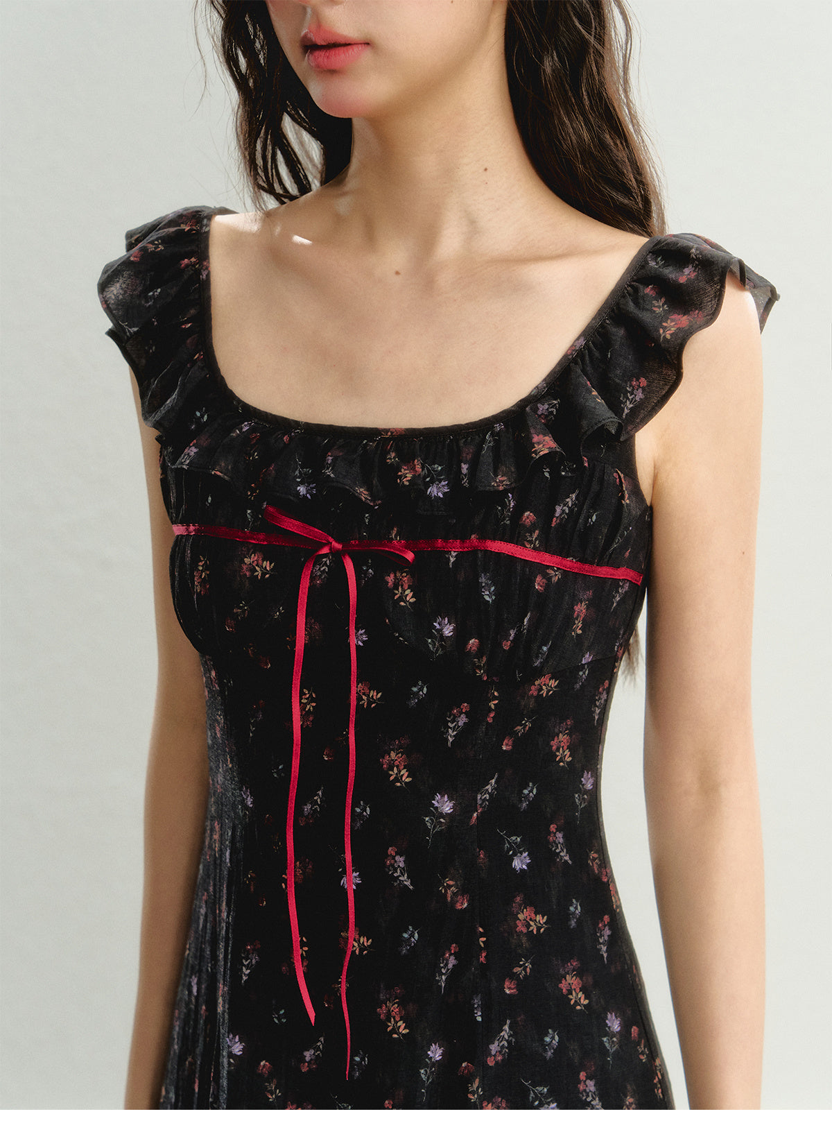 Women’s Sleeveless Floral Suspender Skirt CJ