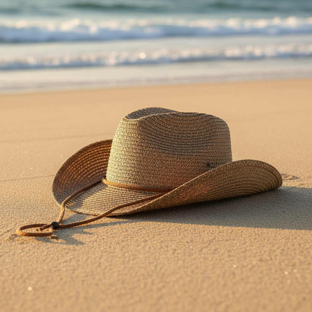 New Womens Panama Straw Weaved Sequin Windproof Sun Hat 
