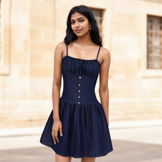 Sleeveless one-piece collar camisole dress 
