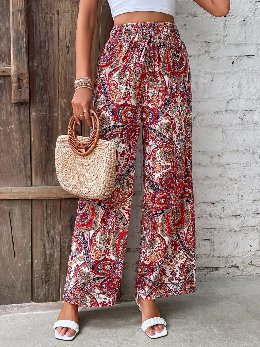 Printed Wide Leg Pants 
