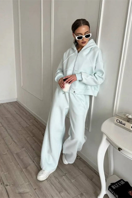 Women's Sportswear Set Solid Color Cardigan Set 