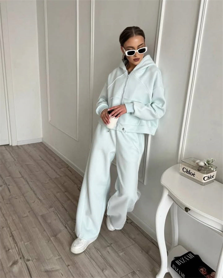 Women's Sportswear Set Solid Color Cardigan Set 