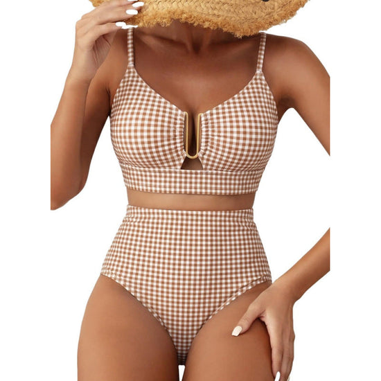Floral Print High-Waisted U-Line Bikini Set Swimwear for Women 