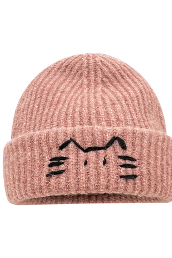 Women’s Cute Cat Line Design Knitted Hat – Warm Fall & Winter Beanie - FitiqueFit
