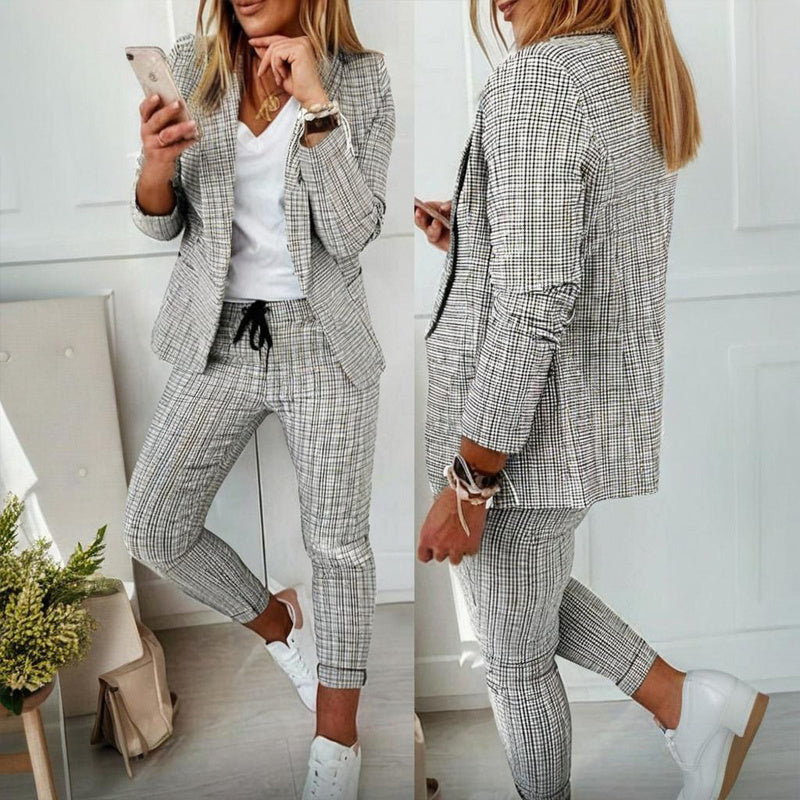 Women’s Plaid Two‑Piece Suit Set CJ US