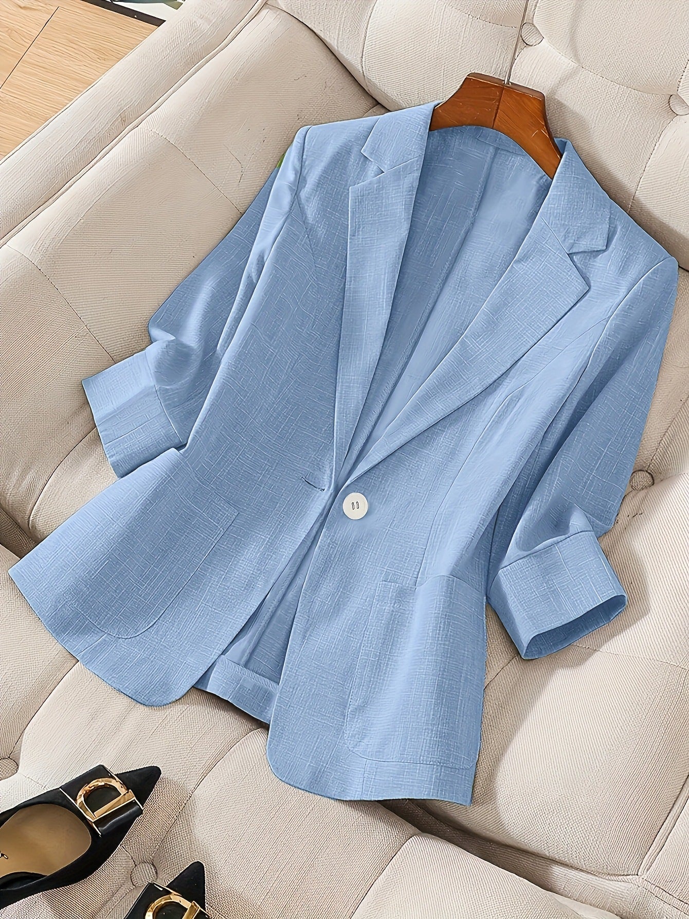 Three-quarter-sleeve Single-button Professional Casual Blazer 