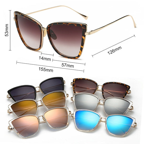 Big Cat Eye Sunglasses Women Black Mirror Sun Glasses eprolo