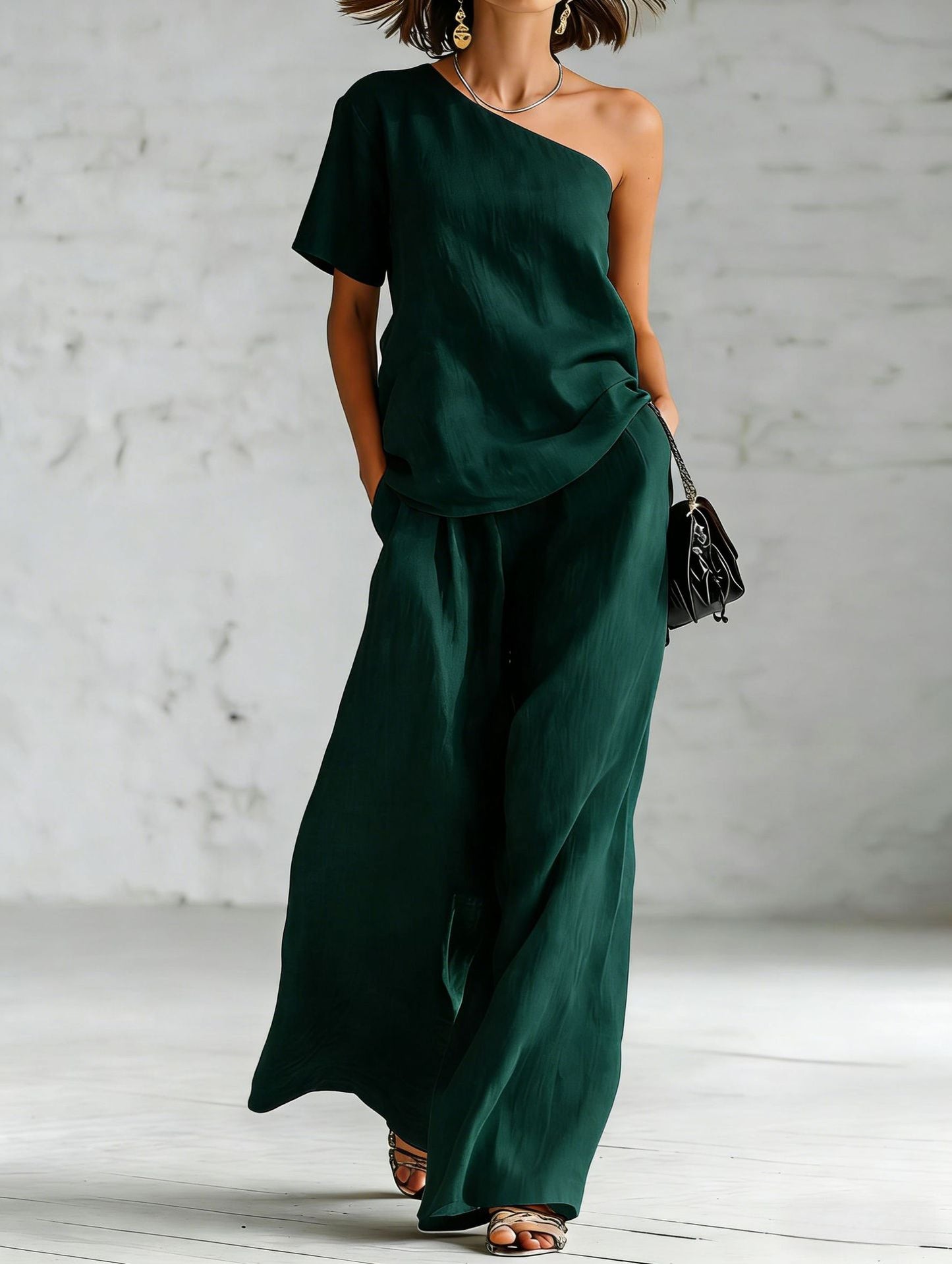 Fashion Top And Wide-leg Pants Casual Set 