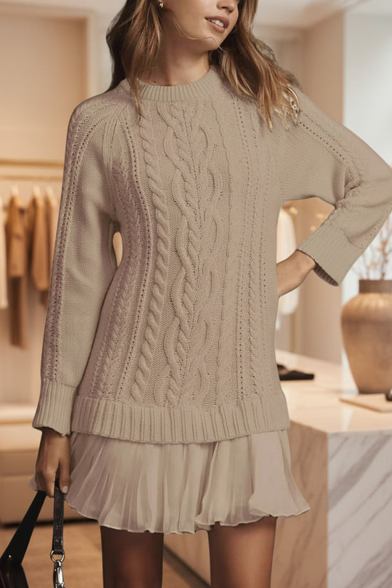 Comfortable Casual Fashion Knit Sweater with Cable Pattern for Women 