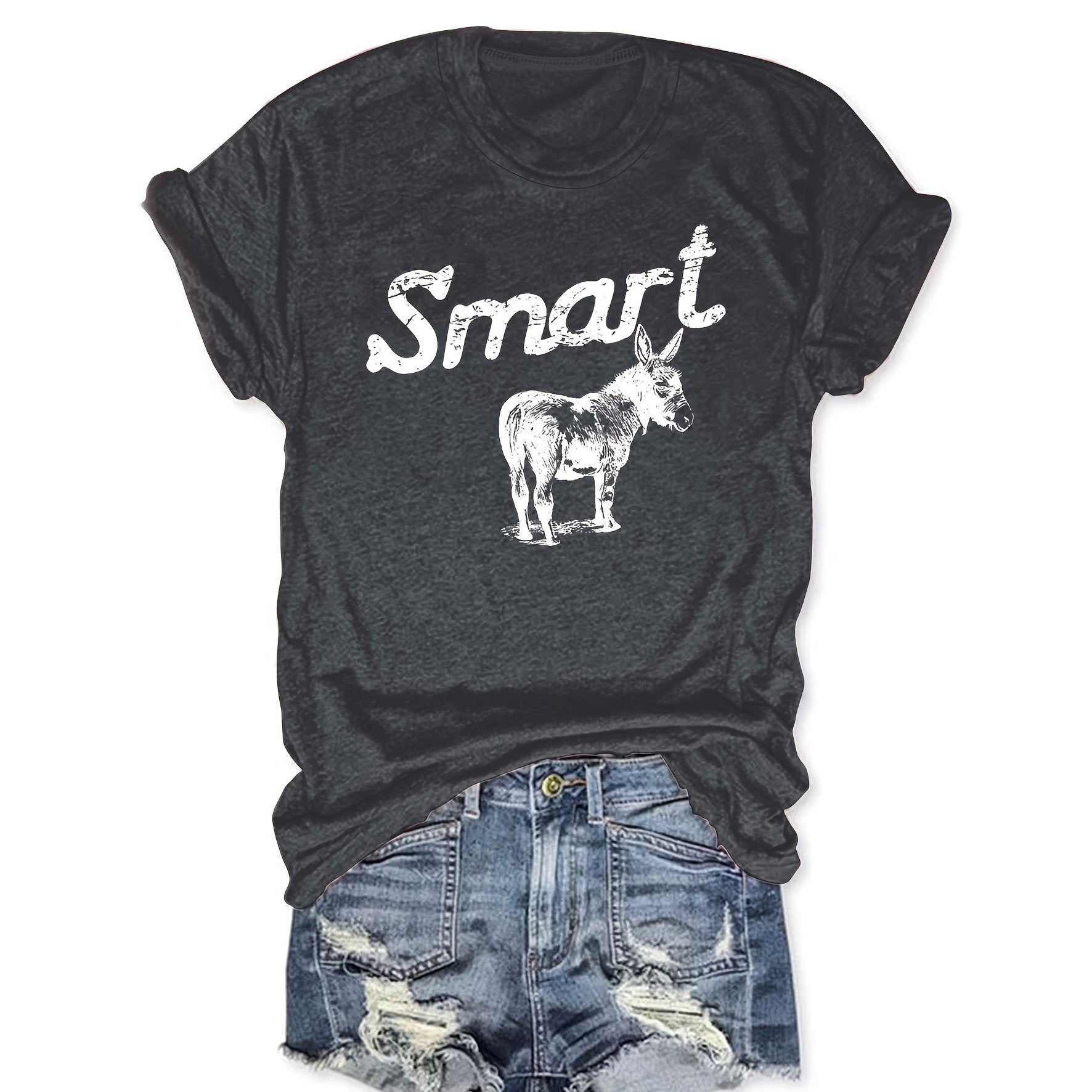 Women's Round Neck Short Sleeve T-Shirt - Casual Summer Top 