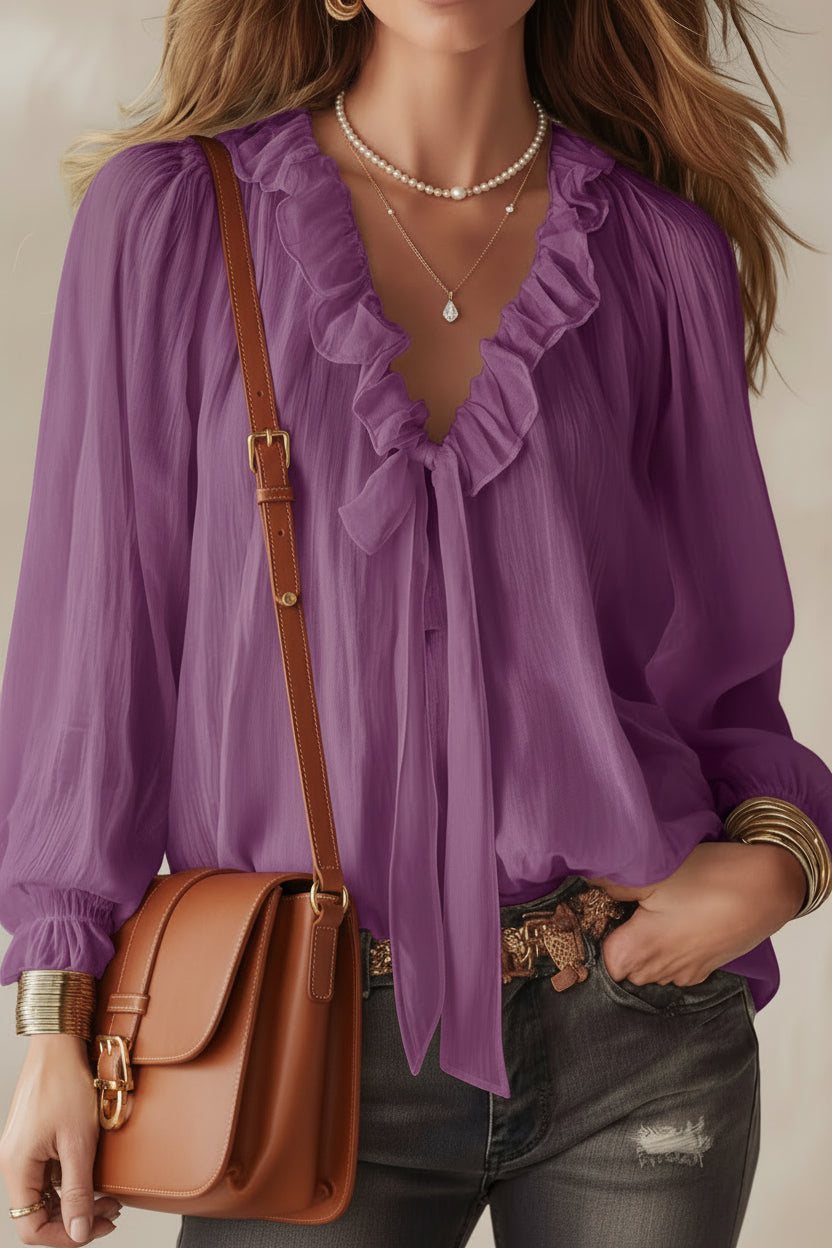 Fashionable V-neck Loose-fit Shirt Top 