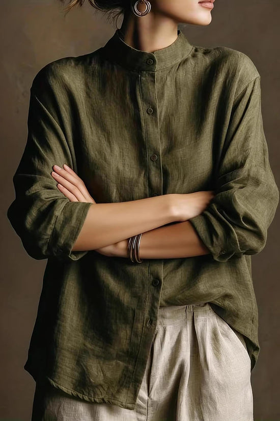 Collar loose long sleeved shirt