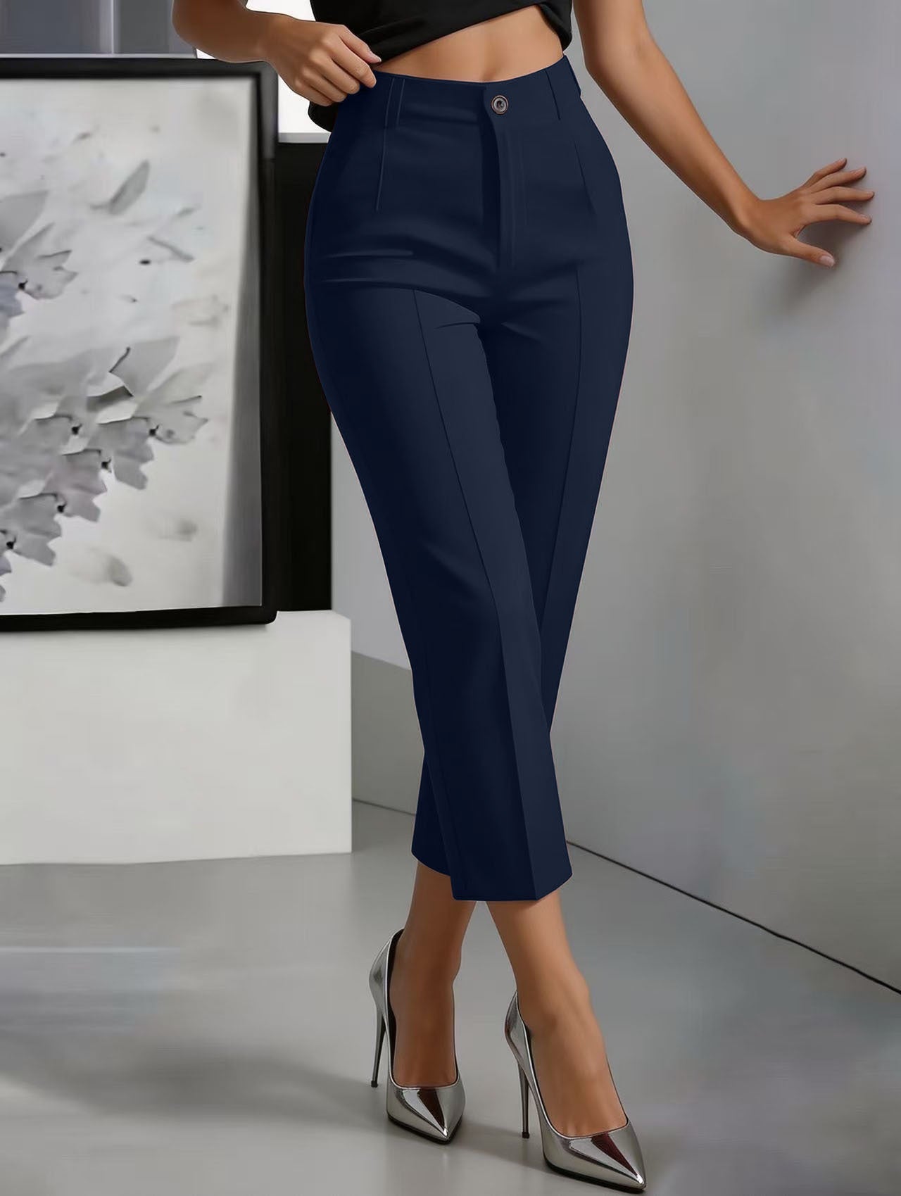 Women's High-Waisted Drapey Straight-Leg Pants 