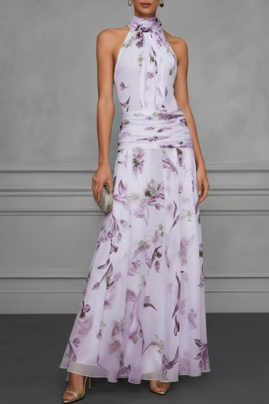 Hanging neck printed dress 