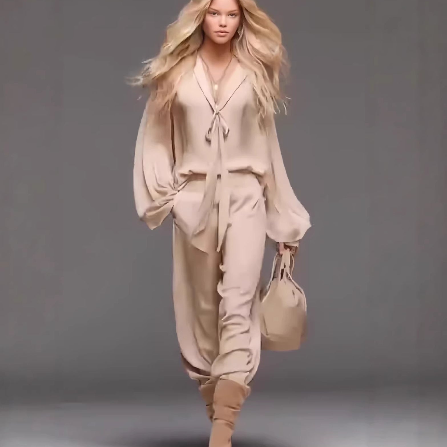 French-style Chic Yet Mature Casual Long-sleeve Top And Pants Set 