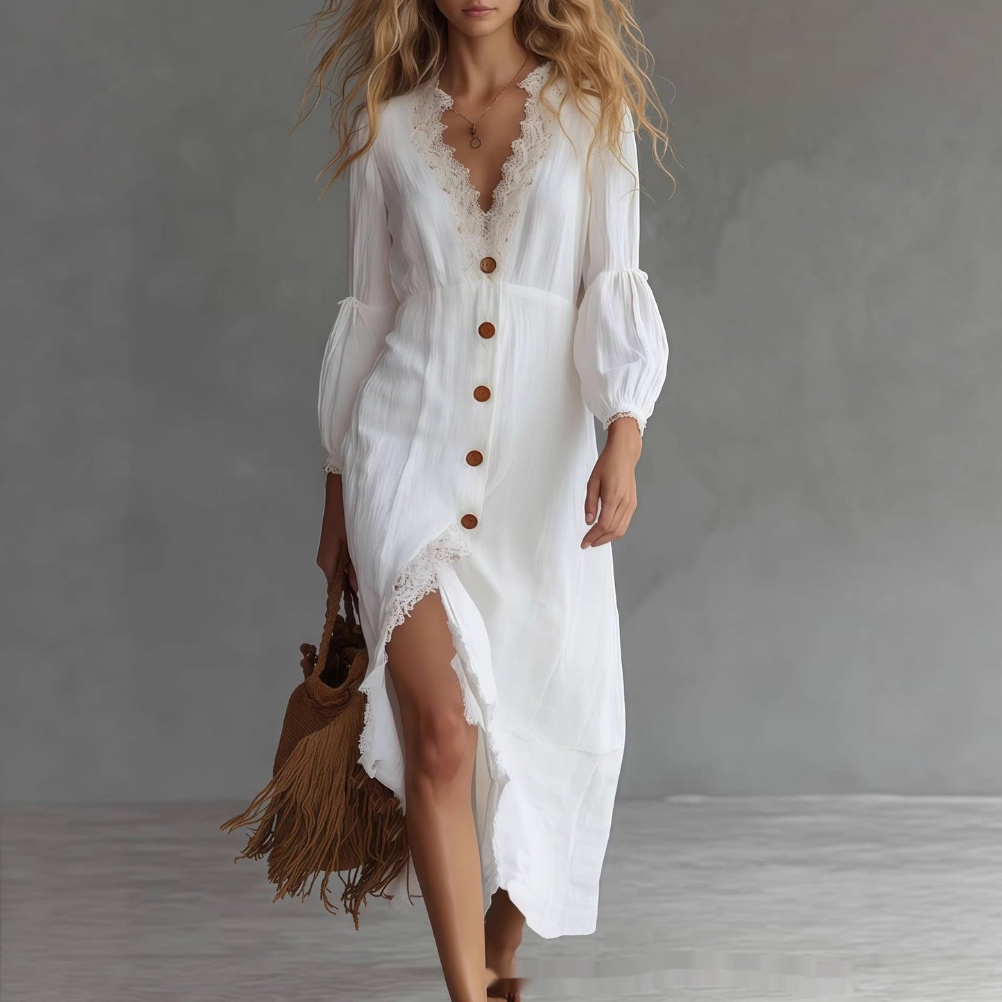 Long-sleeve Shirt Chic White Dress 