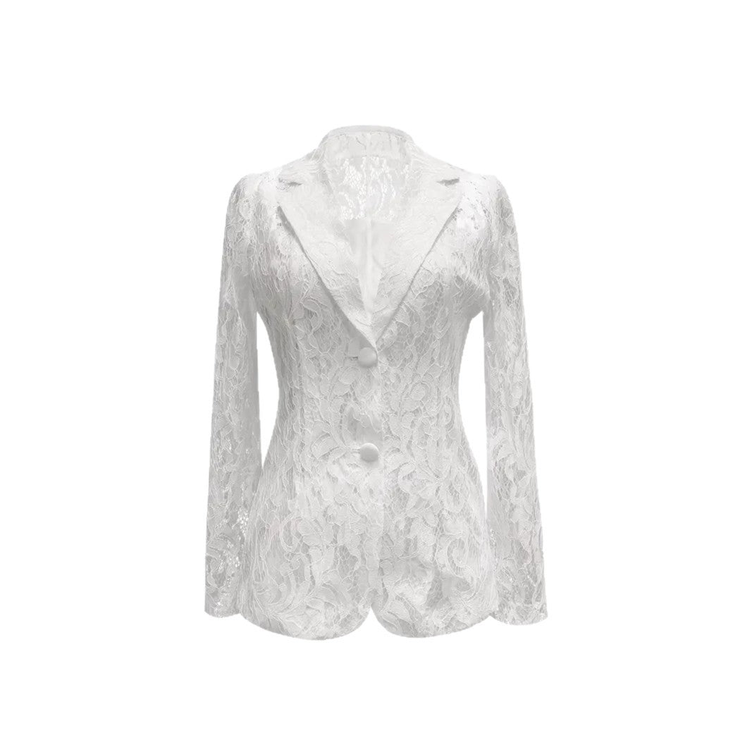 Fashionable Casual Elegant Lace V-Neck Sheer Blazer for Women 