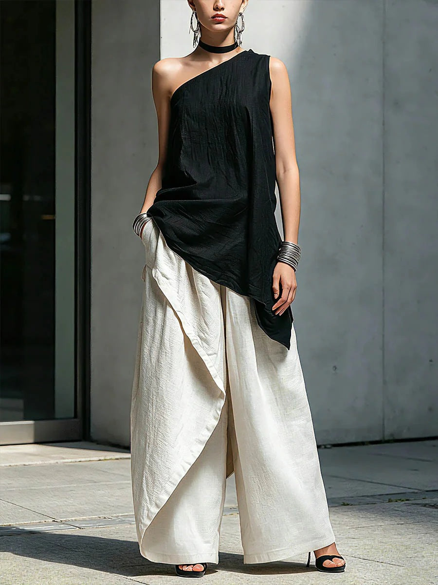Casual Versatile Fashionable One-shoulder T-shirt 