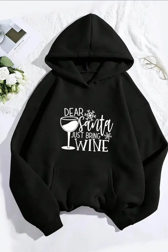 Women’s Christmas Wine Hoodie – Festive Holiday Pullover Sweatshirt CJ US