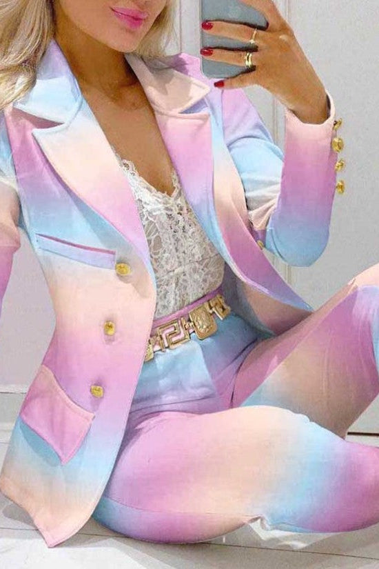 Casual Fashion Set Women's Suit Pink Suit Yellow Brown Striped Dotted Chain 
