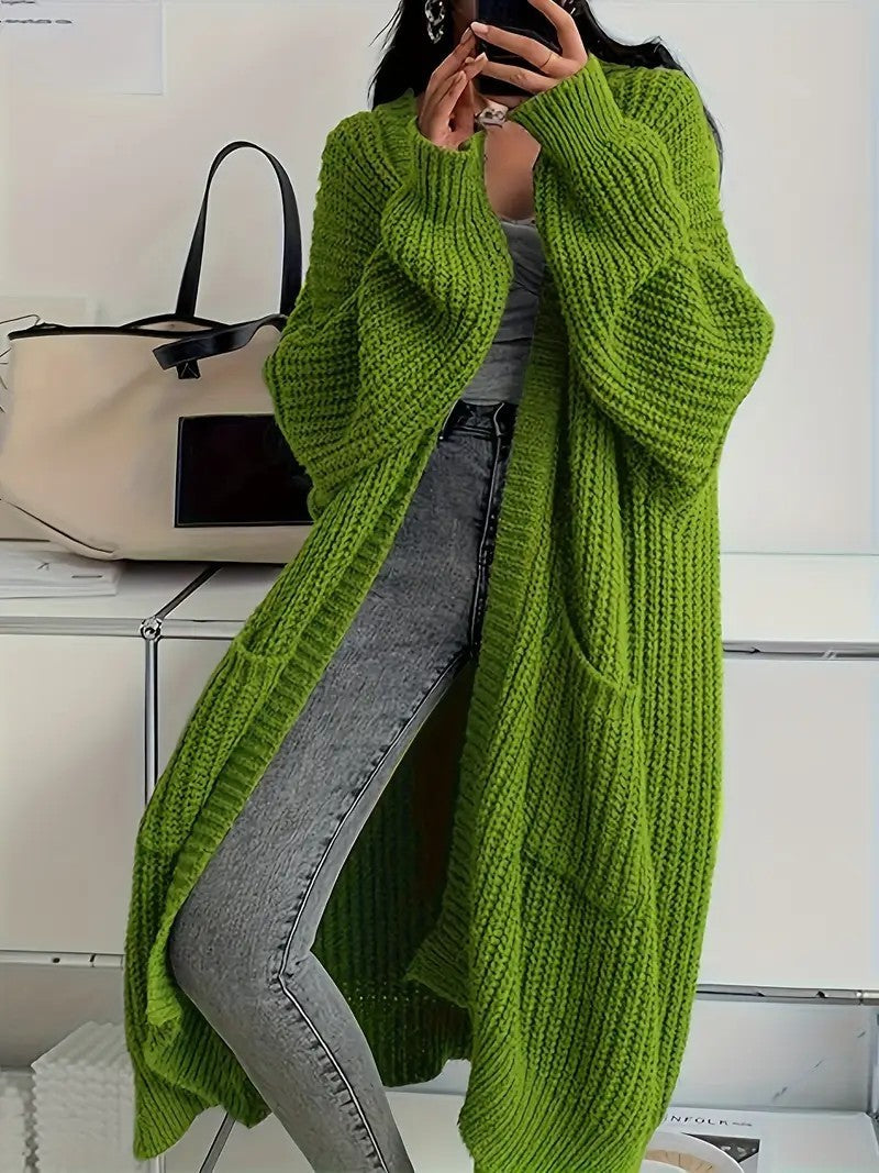 Women’s Long Cardigan Sweater – Autumn/Winter Loose Fit Knitwear, Versatile Style CJ US