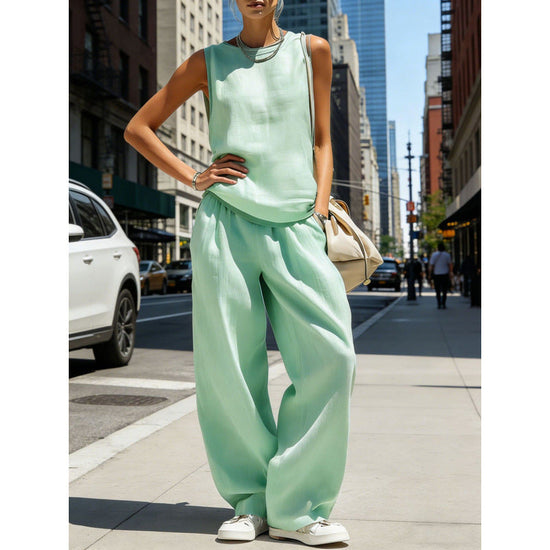 Womens Sleeveless Top And Pants Two-piece Set 