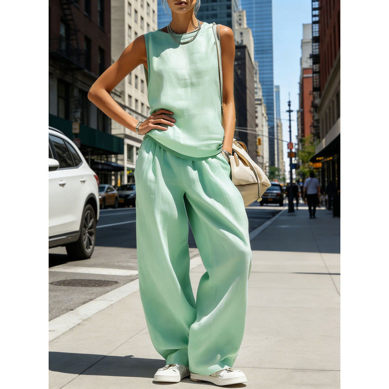 Womens Sleeveless Top And Pants Two-piece Set 