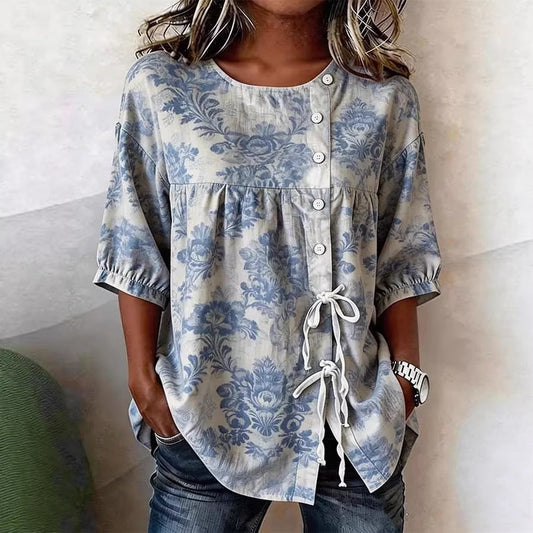 Women's Casual And Versatile Floral 3D Printed Top 