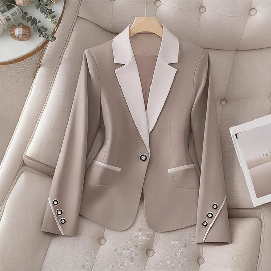 Professional Contrasting-Color Button Elegant Formal Blazer 